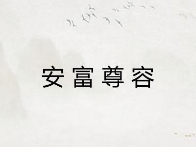 安富尊容 安富尊容