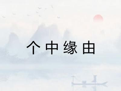 个中缘由