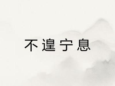 不遑宁息 不遑宁息