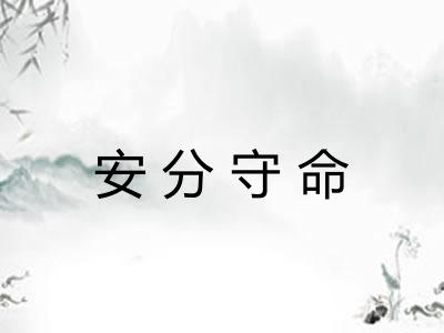 安分守命 安分守命