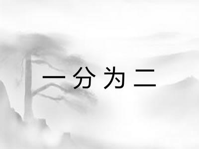 一分为二 一分为二