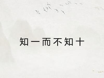 知一而不知十