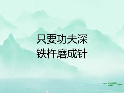 只要功夫深铁杵磨成针